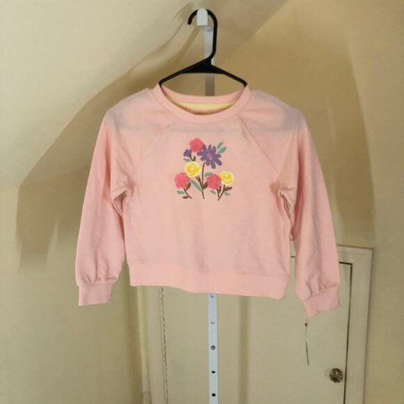 Cat & Jack NWT Girls Long Sleeve French Terry Floral Pullover Sweatshirt S (6/7) - Picture 2 of 7